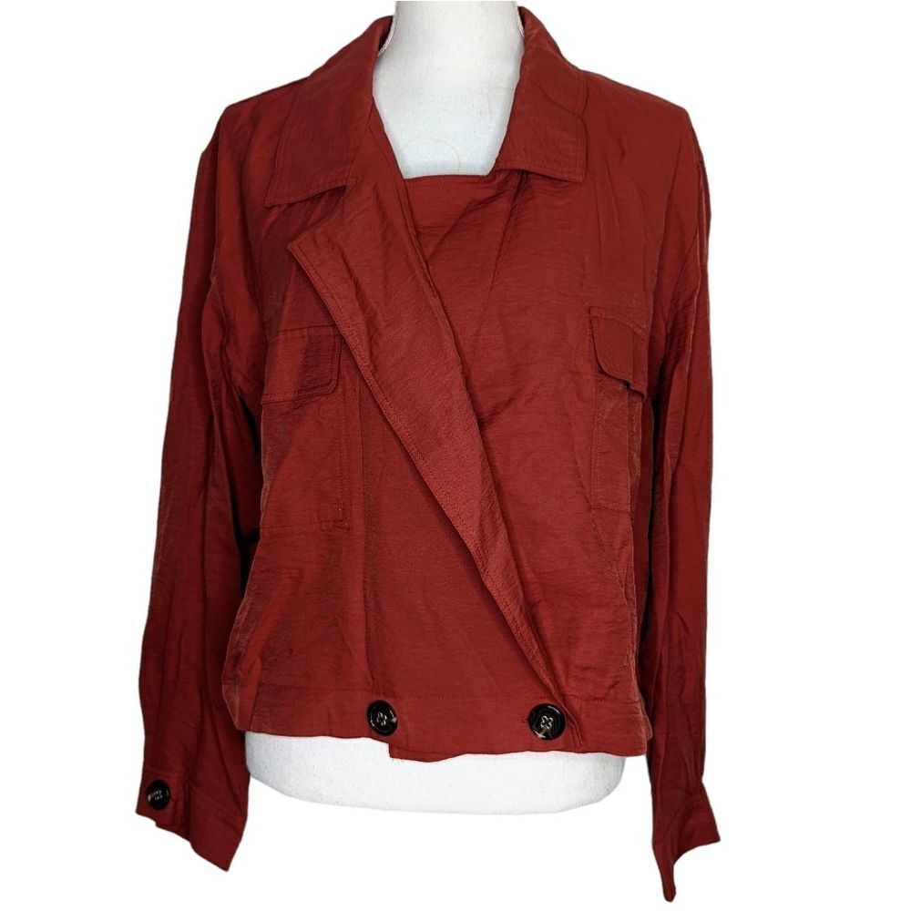 Kensie Blazer Jacket KOMTH563 Pockets Collared XL Burnt Orange New with Tags